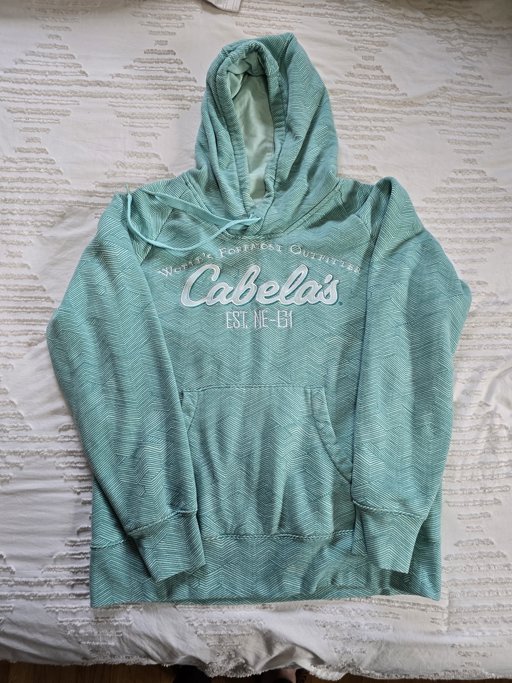 Cabela’s Hoodie Medium Teal Fleece Lined Outdoor Pullover